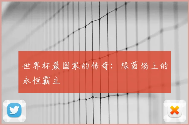 世界杯最国家的传奇:绿茵场上的永恒霸主